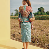 IRWF/20/25 - PUFF SLEEVED MULTICOLOUR FLORAL PRINT TOP