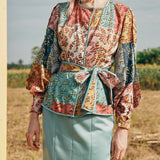 IRWF/20/25 - PUFF SLEEVED MULTICOLOUR FLORAL PRINT TOP