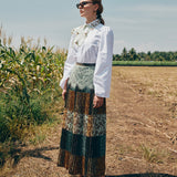 IRWF/20/28 - PLEATED ANKLE LENGTH SKIRT WITH LACE TRIMMING