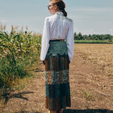 IRWF/20/28 - PLEATED ANKLE LENGTH SKIRT WITH LACE TRIMMING