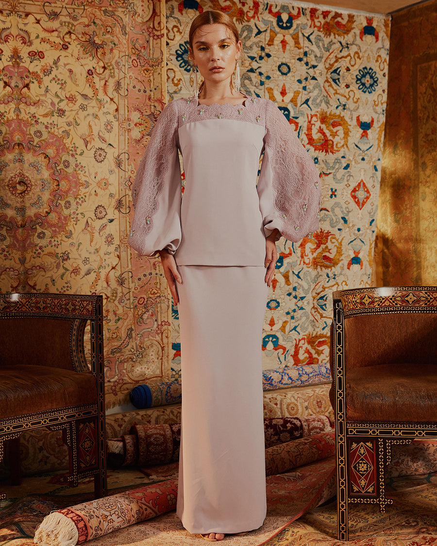 SORAYA - MODERN KURUNG WITH SCALLOP LACE PANEL PUFF SLEEVES