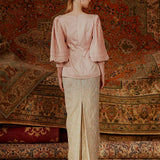 ZAHRA - MODERN KURUNG WITH PLEATED SLEEVES AND FOLDS WITH BROCADE SKIRT