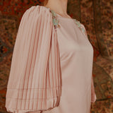 ZAHRA - MODERN KURUNG WITH PLEATED SLEEVES AND FOLDS WITH BROCADE SKIRT
